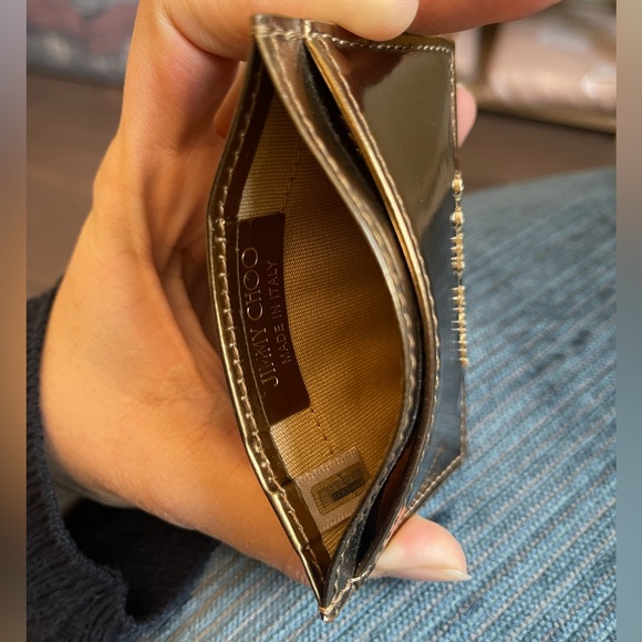 Jimmy Choo umika card holder mirror leather honey gold authentic - Picture 4 of 4